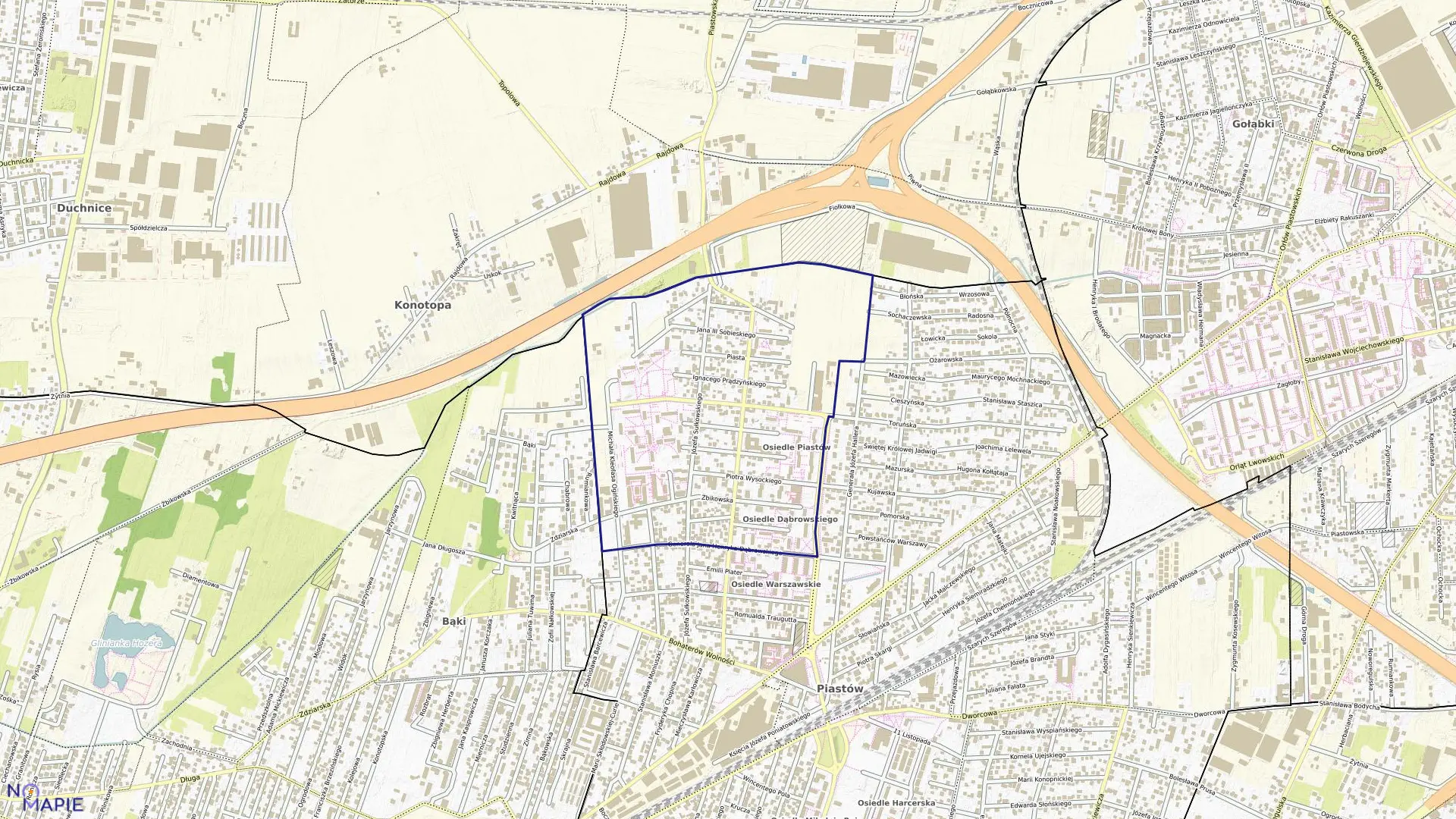 Mapa obrębu 01 w mieście Piastów